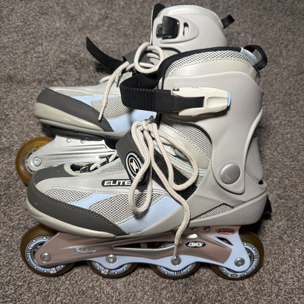 Elite SS Inline Skates Size 8 Gray Periwinkle Blue ABEC 7 Bearing Rollerblades